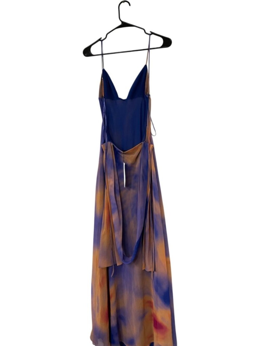 Zara Women Printed Long Dress Size XS Orange Blue Tie-Dye Open Back 8221/119 NWT - Picture 5 of 14